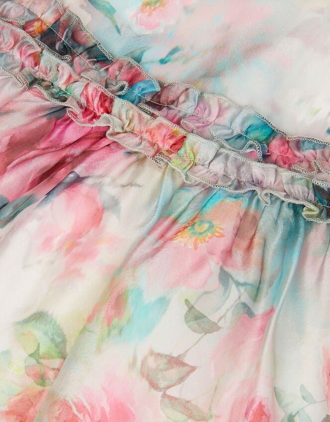 Baby Puff Sleeve Floral Chiffon Party Dress, Multi (MULTI), large