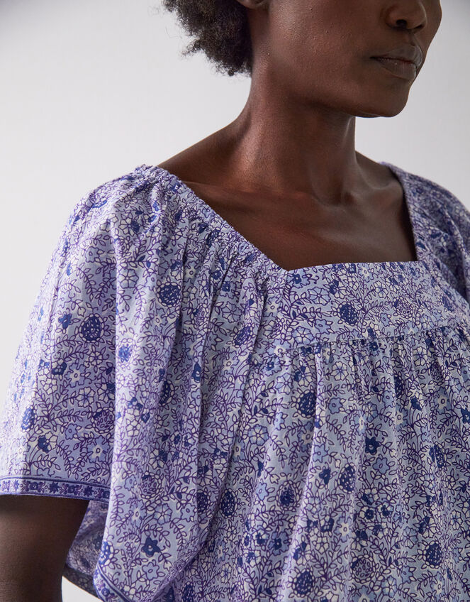 East Tiera Square Neck Floral Top, Blue (BLUE), large