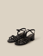 Open Toe Embellished Strap Heels, Black (BLACK), large