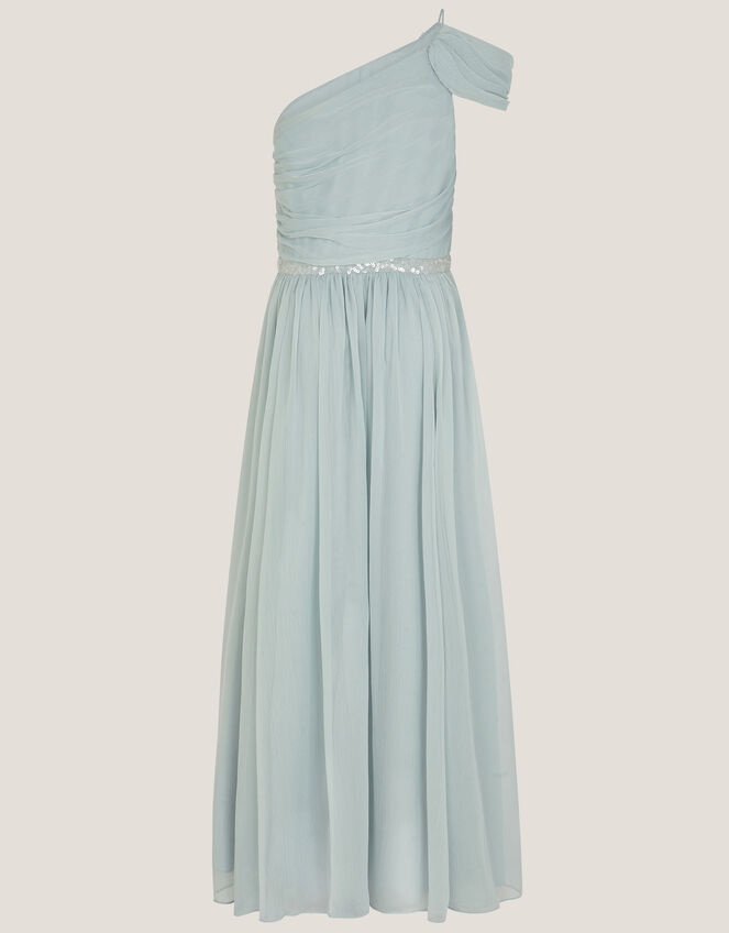 Sequin One Shoulder Prom Dress, Teal (DUCK EGG), large