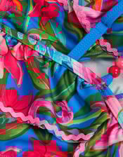 Flamingo Asymmetrical Frill Bikini Set, Blue (BLUE), large